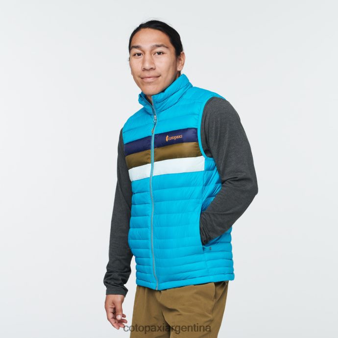 ropa Cotopaxi chaleco de plumas fuego rayas azules minerales hombres J66PTF132