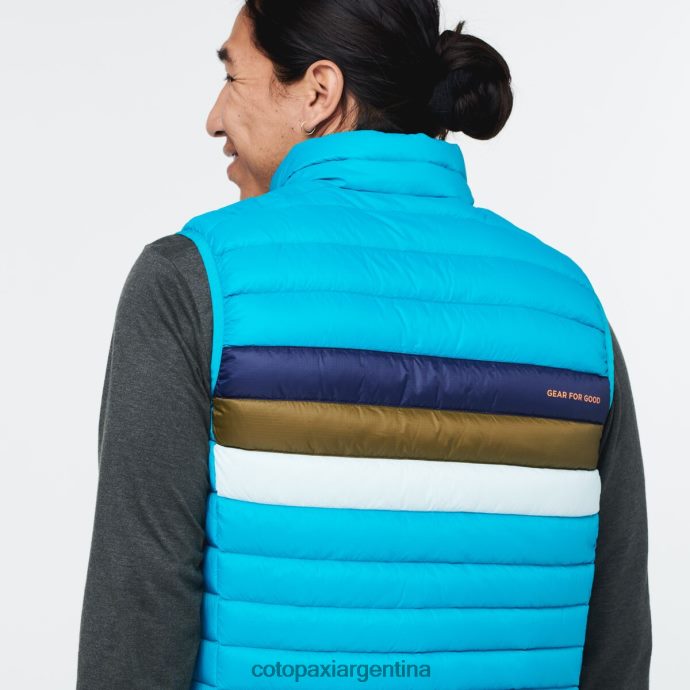 ropa Cotopaxi chaleco de plumas fuego rayas azules minerales hombres J66PTF132