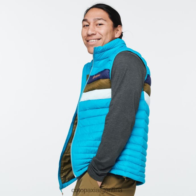 ropa Cotopaxi chaleco de plumas fuego rayas azules minerales hombres J66PTF132