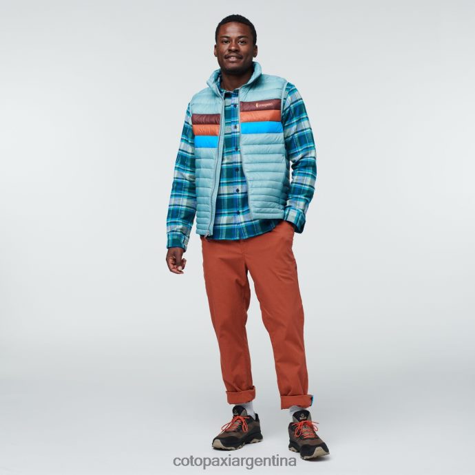 ropa Cotopaxi chaleco de plumas fuego rayas de pasto azul hombres J66PTF128