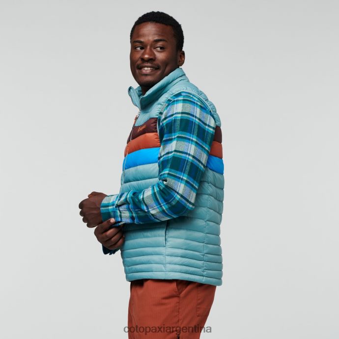 ropa Cotopaxi chaleco de plumas fuego rayas de pasto azul hombres J66PTF128