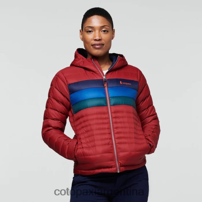 ropa Cotopaxi chaqueta fuego con capucha rayas de grosella mujer J66PTF31