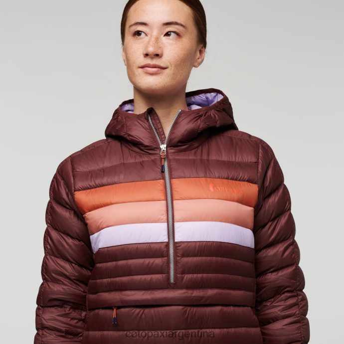 ropa Cotopaxi sudadera con capucha fuego down rayas castañas mujer J66PTF5