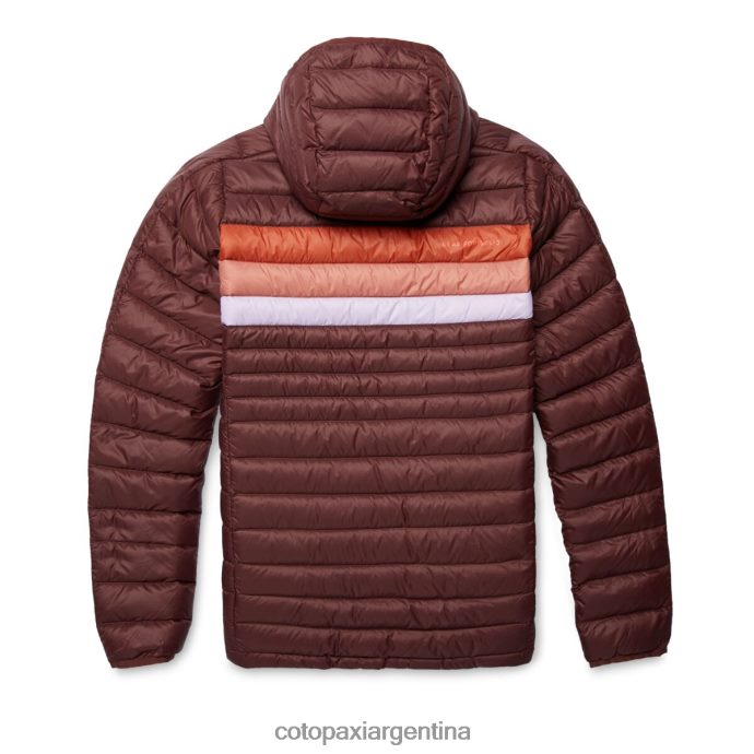ropa Cotopaxi sudadera con capucha fuego down rayas castañas mujer J66PTF5