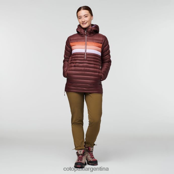 ropa Cotopaxi sudadera con capucha fuego down rayas castañas mujer J66PTF5