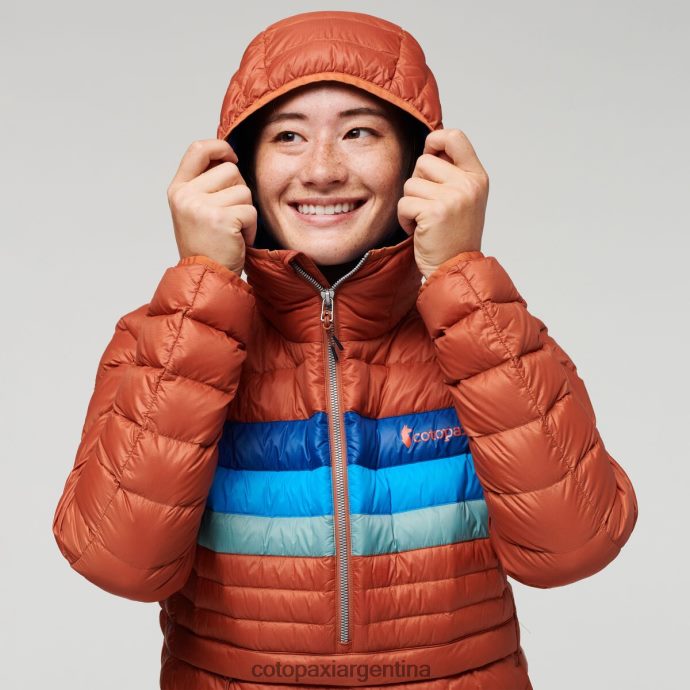 ropa Cotopaxi sudadera con capucha fuego down rayas de especias mujer J66PTF2