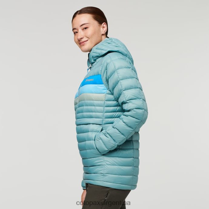 ropa Cotopaxi sudadera con capucha fuego down rayas de pasto azul mujer J66PTF4
