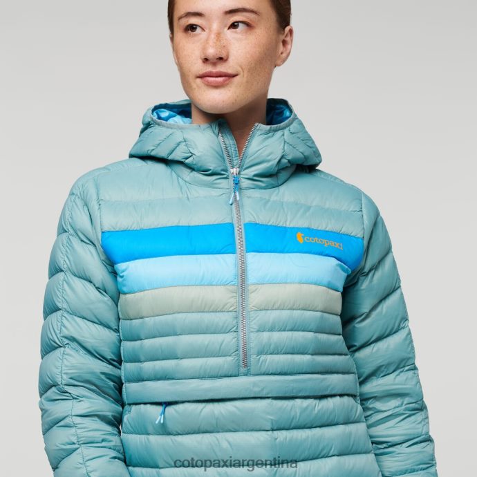 ropa Cotopaxi sudadera con capucha fuego down rayas de pasto azul mujer J66PTF4