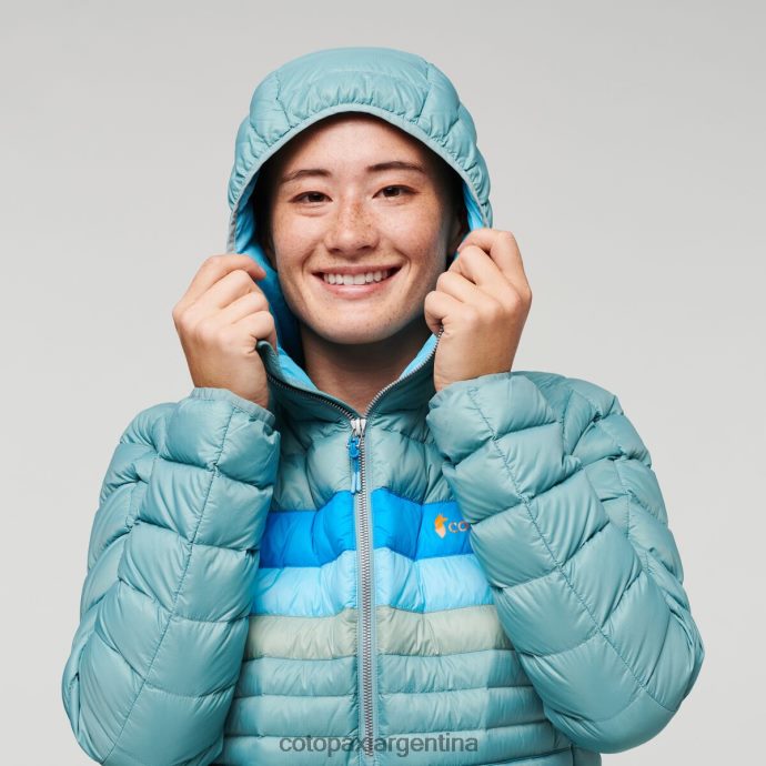 ropa Cotopaxi sudadera con capucha fuego down rayas de pasto azul mujer J66PTF4