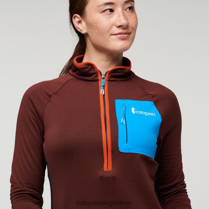 ropa Cotopaxi suéter otero de polar con media cremallera castaño/marítimo mujer J66PTF24